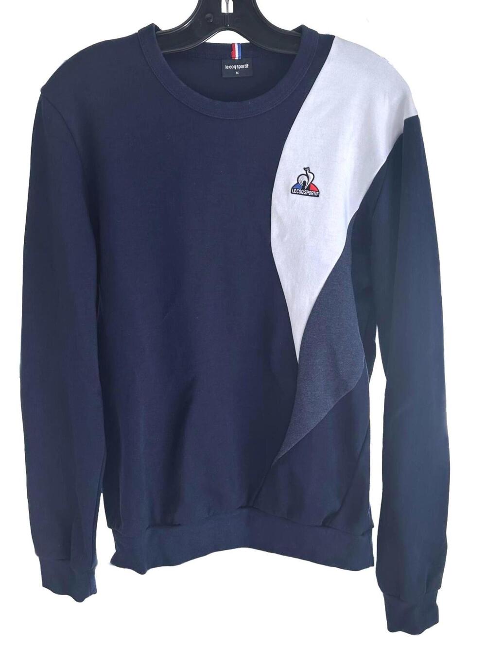 Le Coq Sportif Medium Navy White Colorblock Crewneck Sweatshirt Pullover